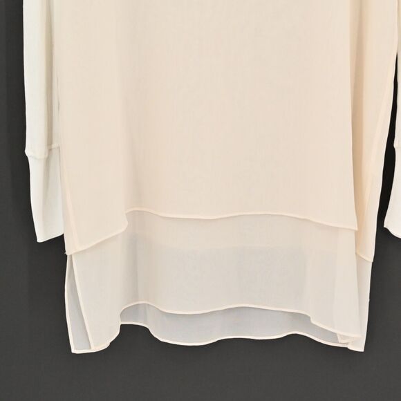 RAG BONE Top Womens Size XS Daria Silk Tunic Ivory Layered Long Knit Sleeve Boho - Picture 4 of 10